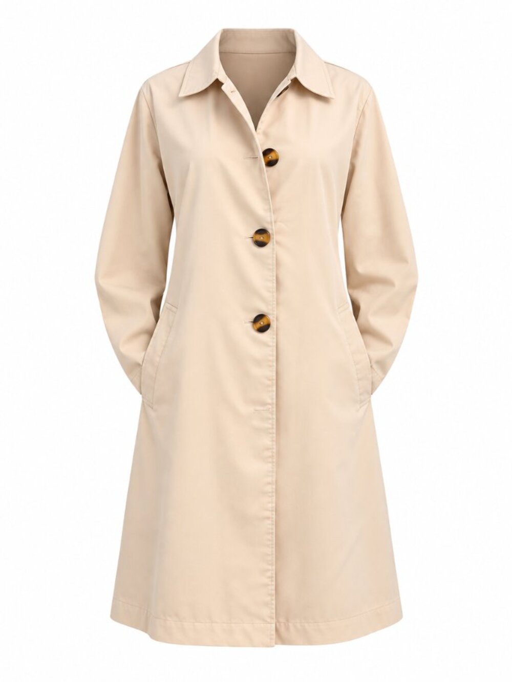 Ivory Button Front Longline Car Coat New Size 2